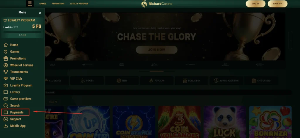 richard casino payments