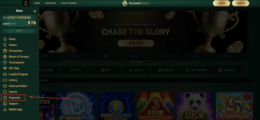 richard casino payments